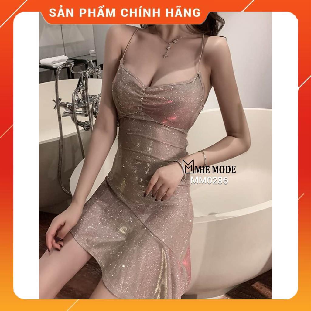 [HÀNG LOẠI 1] Váy ôm body nhũ kim sa ❤️ lưng trần dự tiệc cao cấp, có mút ngực, lót chống dặm mm0286