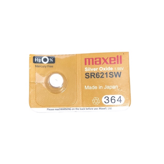 Vỉ 1 viên  pin  Maxell  SR621SW SR621 621 364 Nhật  Bản