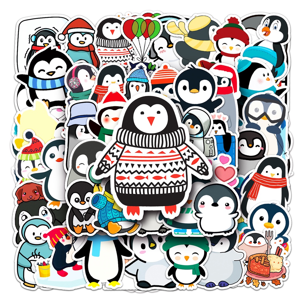 Combo 30 Sticker Hình Dán Chống Nước Decal Điện Thoại Laptop Nón Mũ Bảo Hiểm Vali Đàn Bình Nước Sổ Tay [CHIM CÁNH CỤT]