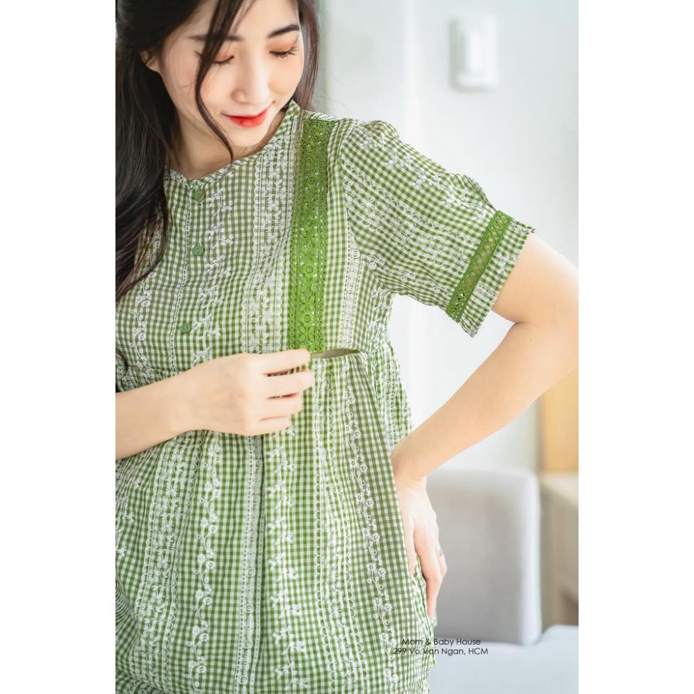 Bộ lững bầu mặc nhà và sau sinh karo kéo khoá cho bé ti