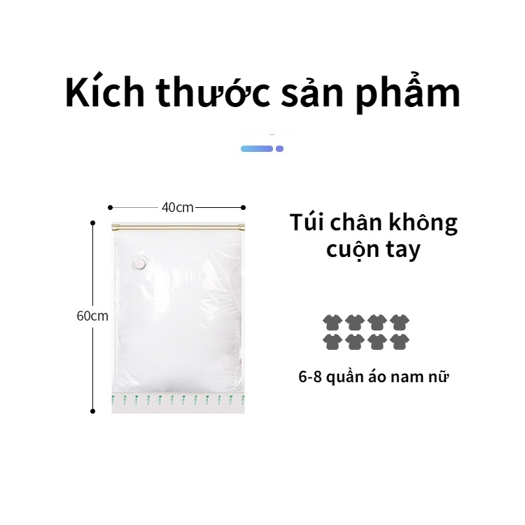 Túi Hút Chân Không Quần Áo Dùng Tay Cuộn Không Cần Bơm Hút Gọn Gàng Tiện Lợi Ngăn Nắp