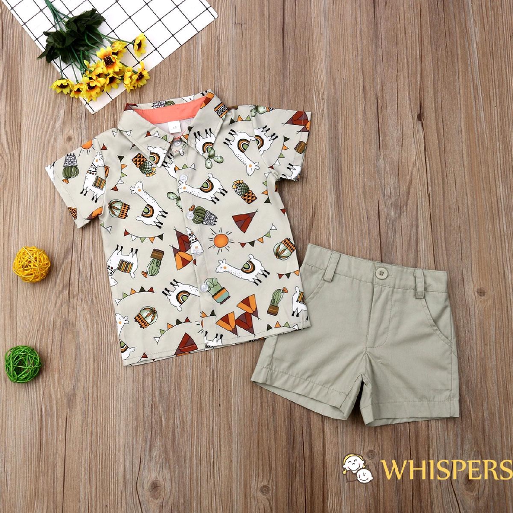 Set Áo Sơ Mi 3 Lỗ &amp; Quần Short Cho Bé Trai