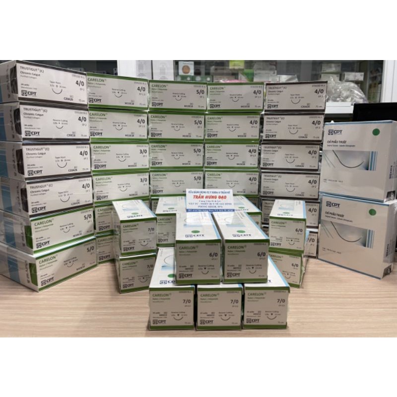 Chỉ phẫu thuật cpt đủ số 1/0 đến 7/0
