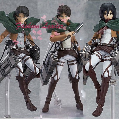 [Cheap] Attack on Titan Levi Mikasa Eren Ackerman PVC Figure Anime Action Figure Model Toy for Kid Adult