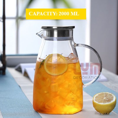 (SẴN) Bình trụ 2L - Bình nước thủy tinh chịu nhiệt cao cấp Borosilicate, hàng xuất Âu