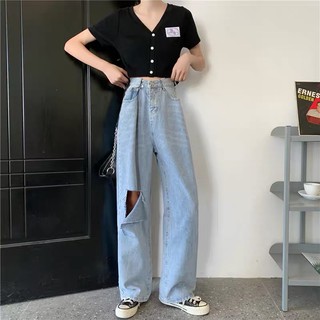 Quần jeans cài eo rách