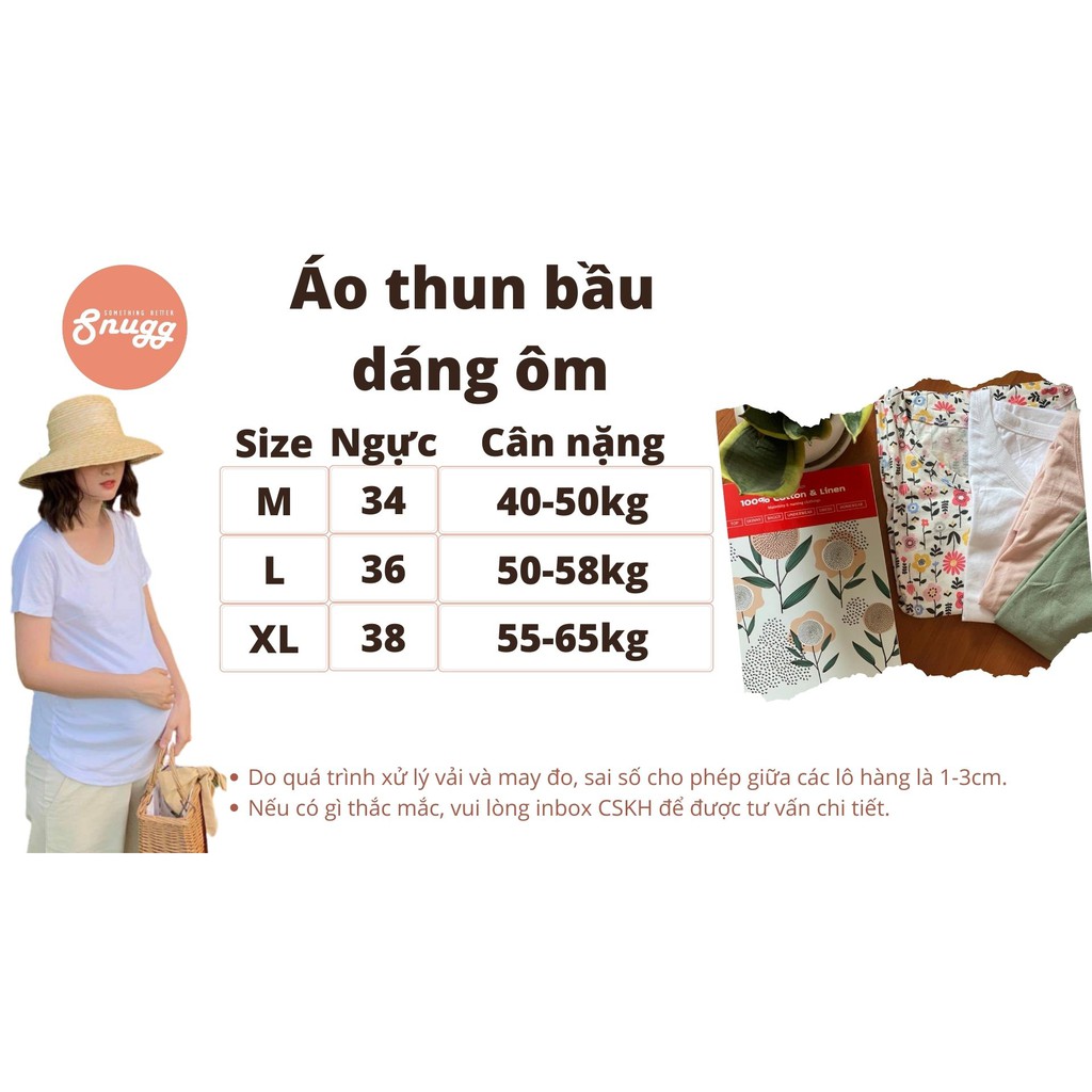 Áo thun bầu đẹp dáng ôm- Slim Tshirt for pregnant mothers 4x-70kg-Snugg SNU2026