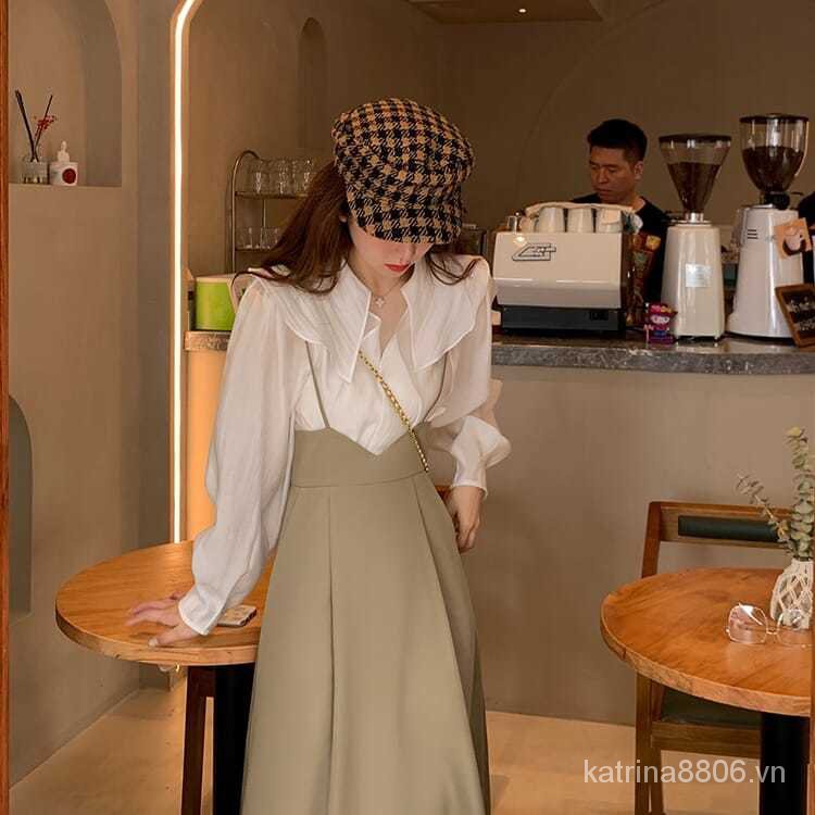 Bộ áo dài tay đầm yếm thời trang dành cho nữ
