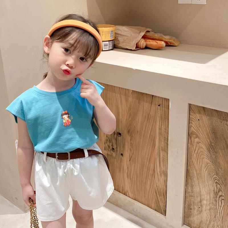 Áo Thun Không Tay Hở Lưng In Hoạt Hình Phong Cách Hàn Quốc Thời Trang Mùa Hè Cho Bé Gái