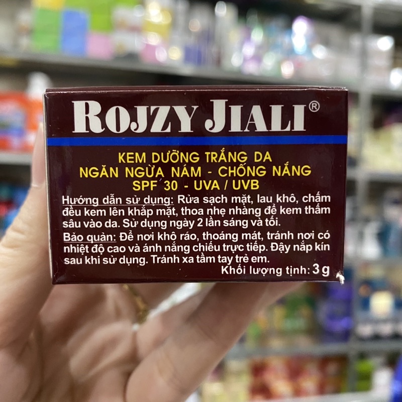 Kem dưỡng trắng da ngăn ngừa nám chống nắng Rojzy Jiali SPF30 3g