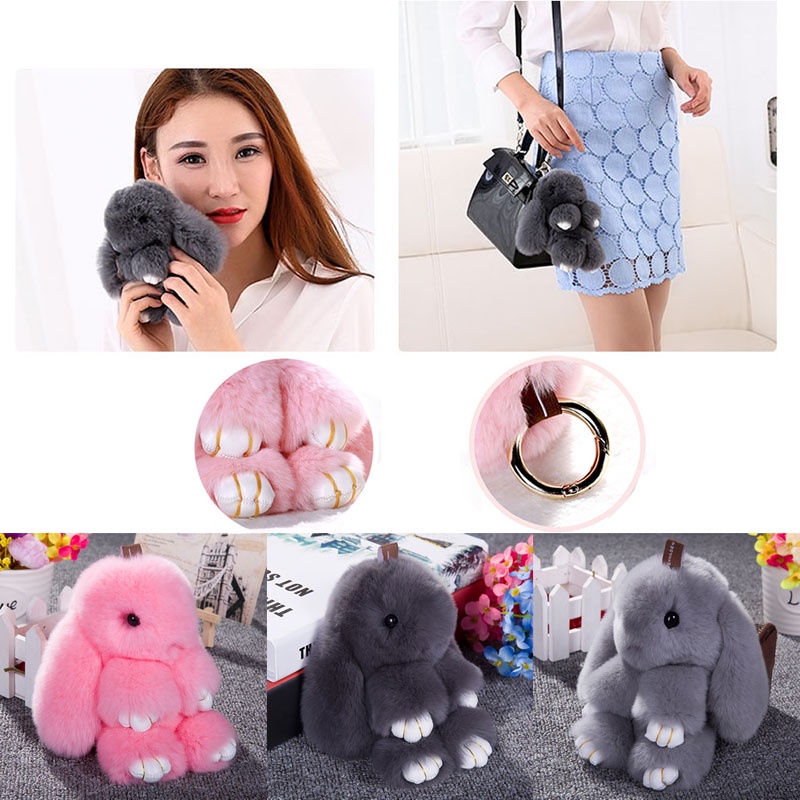 Móc Khóa Hình Thỏ Bông Xinh Xắn Dễ Thương