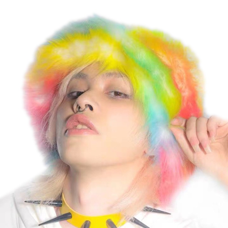 Nón Tai Bèo Lông Xù Màu Sắc Cầu Vồng Xinh Xắn Dành Cho Nam Và Nữ