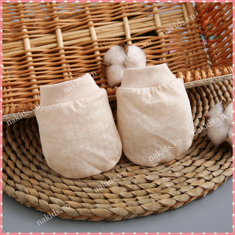 Sét 3 Đôi Bao Tay Sơ Sinh Chất Liệu Cotton Hữu Cơ Tự Nhiên An Toàn Cho Bé