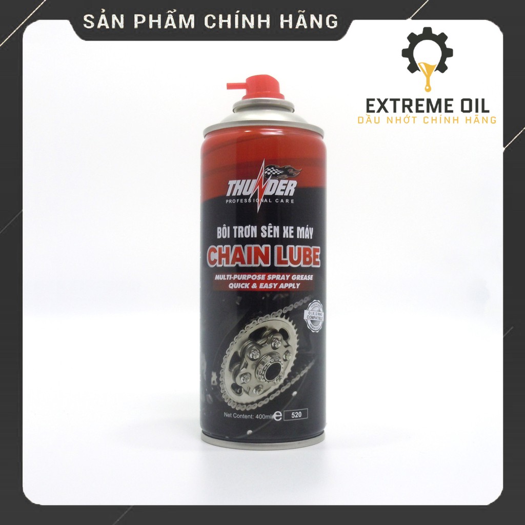 Chai xịt dưỡng sên Thunder Chain Lube 400ml, xịt bôi trơn xích xe máy