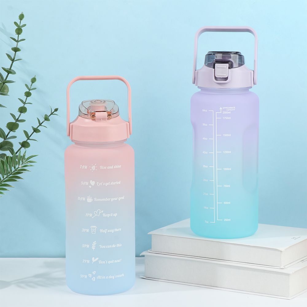 LAKAMIER Large-Capacity Drinking Cup Portable Water Jug Water Bottle 2000ml With Straw Outdoor Travel Kettle Sport Bottle/Multicolor