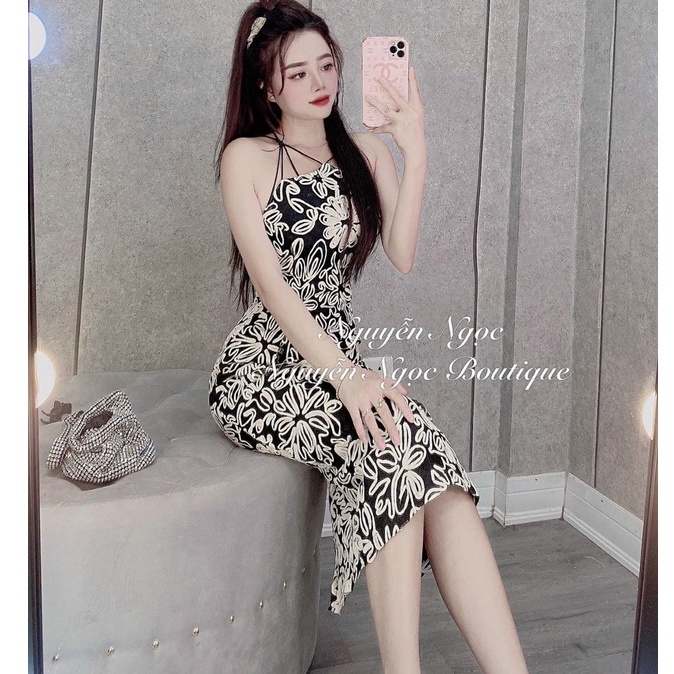 Đầm Váy Body sang chảnh dự tiệc dạo phố thiết kế 2 dây in họa tiết sang chảnh thời trang nữ [XM Minh Phúc]