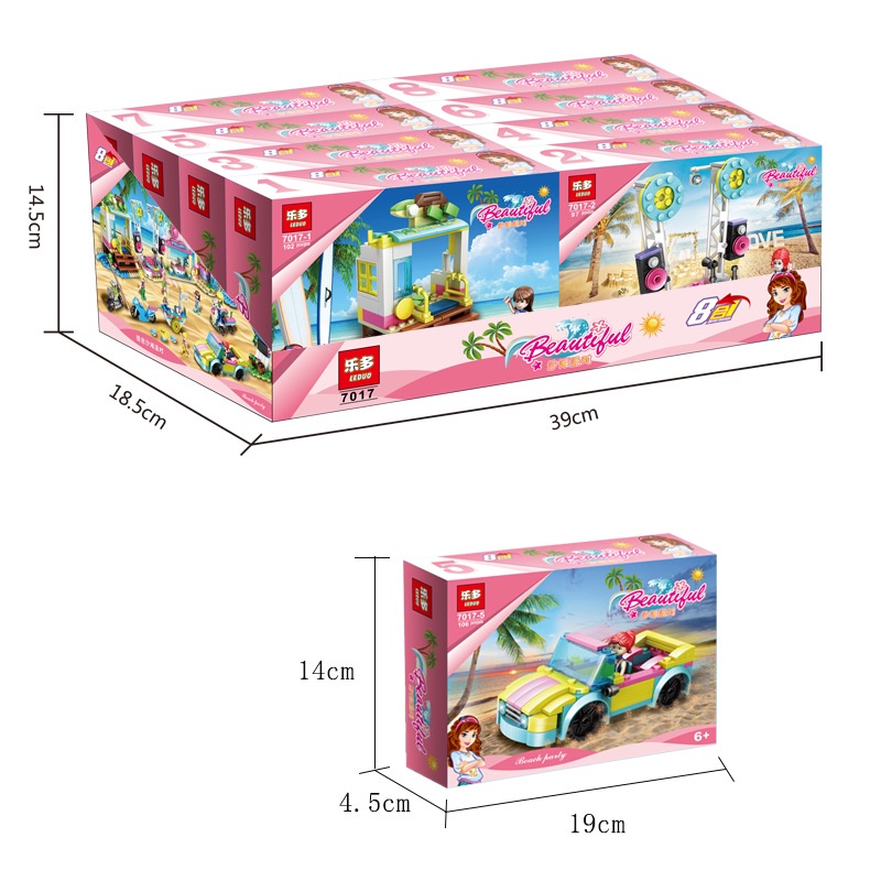 Mô hình lắp ráp Lego diy Girl play house hạt nhỏ, chủ đề thành phố biển dễ thương, quà tặng đồ chơi giáo dục sớm cho bé.