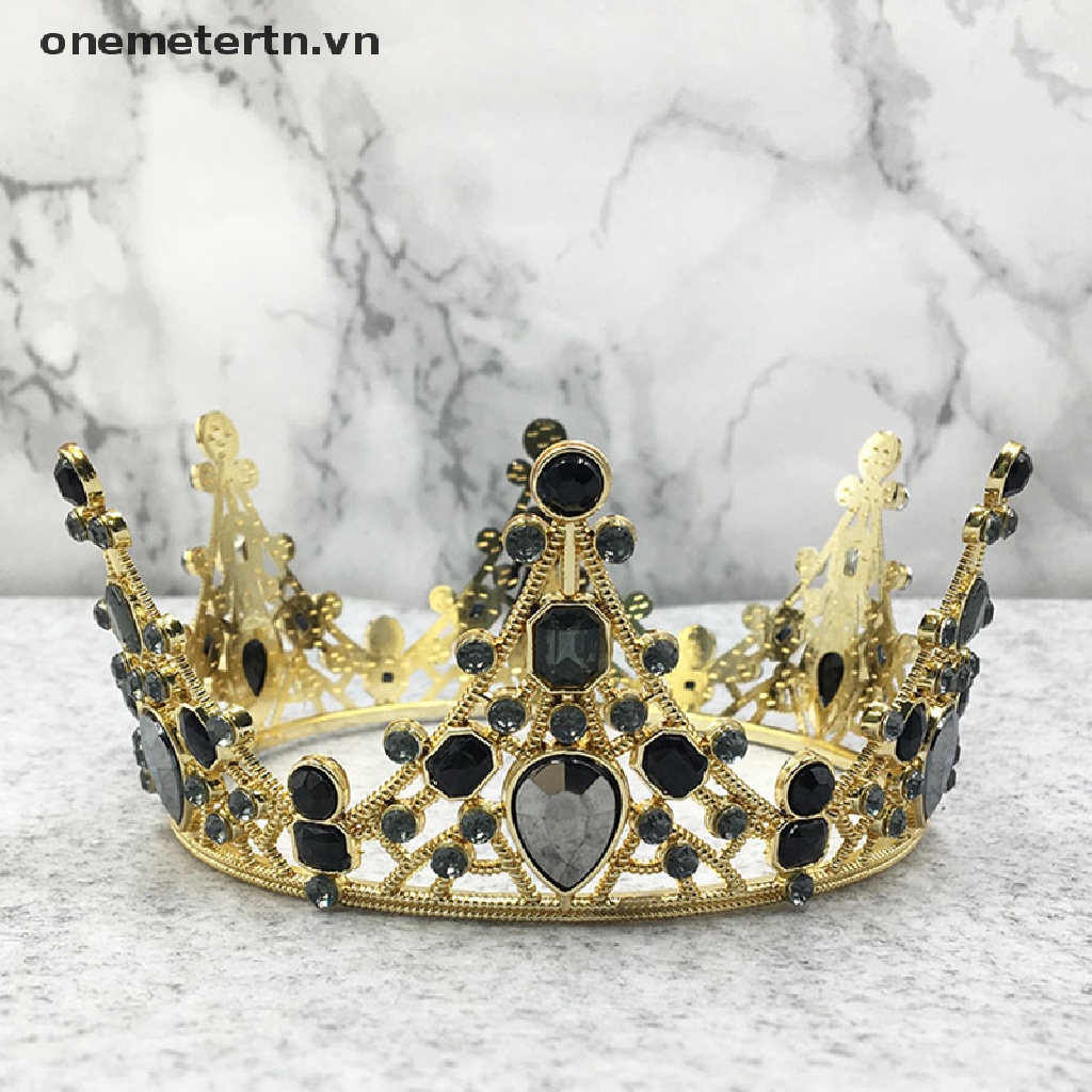 onemetertn  1PC Mini Crown Cake Topper Crystal Pearl Tiara Children Hair Ornaments  VN
