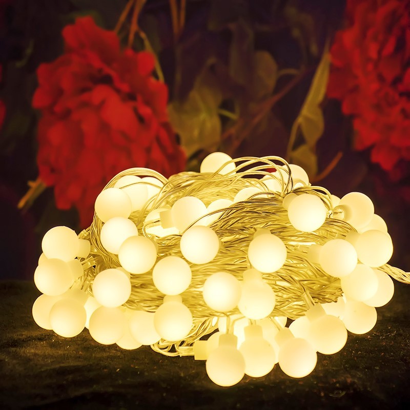 Dây đèn led cherry ball bóng tròn trang trí phòng ngủ, giáng sinh (Dùng Pin)