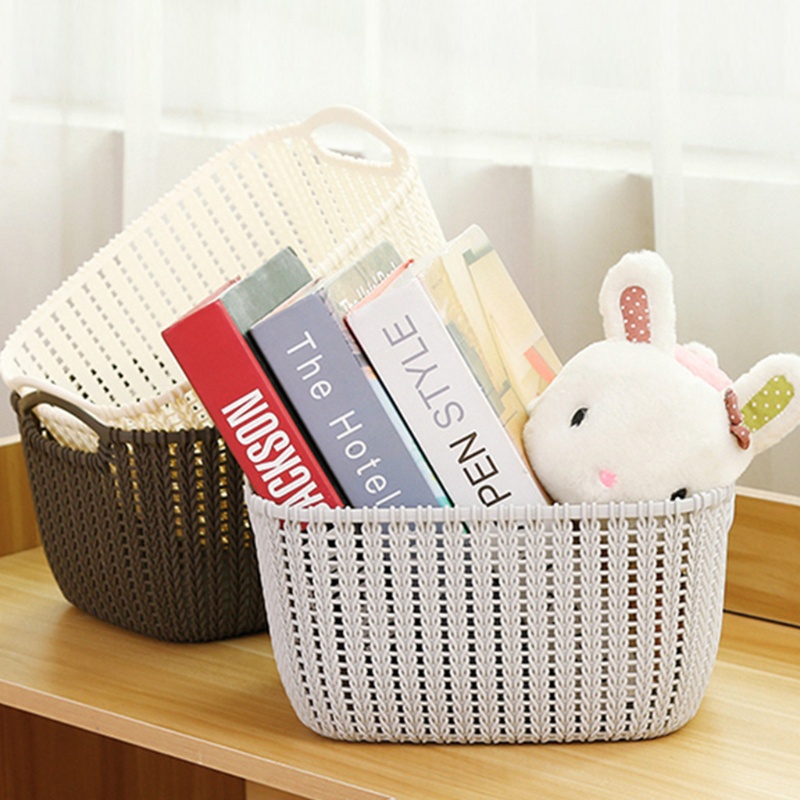 Giỏ nhựa dệt tay đựng bánh mì/mỹ phẩm sắp xếp gọn gàng tiện dụng cho nhà bếp/mặt bàn/dã ngoại