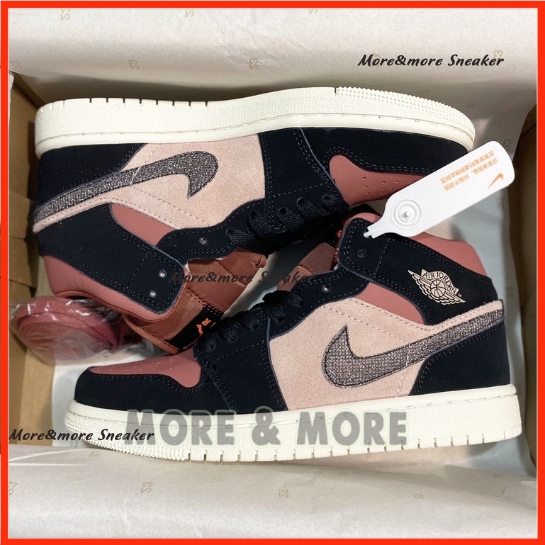 [More&More] Giày Sneaker Cổ Cao Jordan 1 Mid SE Dusty Pink đỏ mận cực phong cách X OG MSZ3545