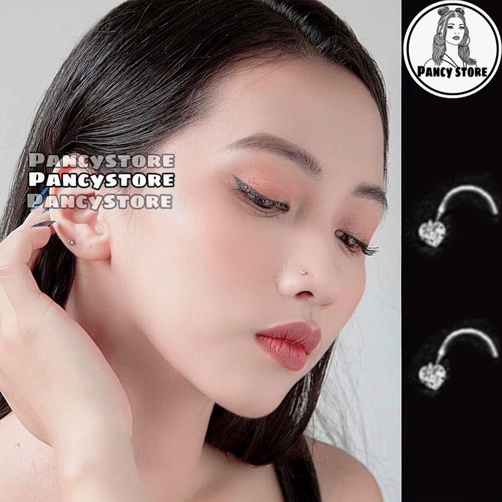 khuyên mũi titan trái tim siêu bền không gỉ