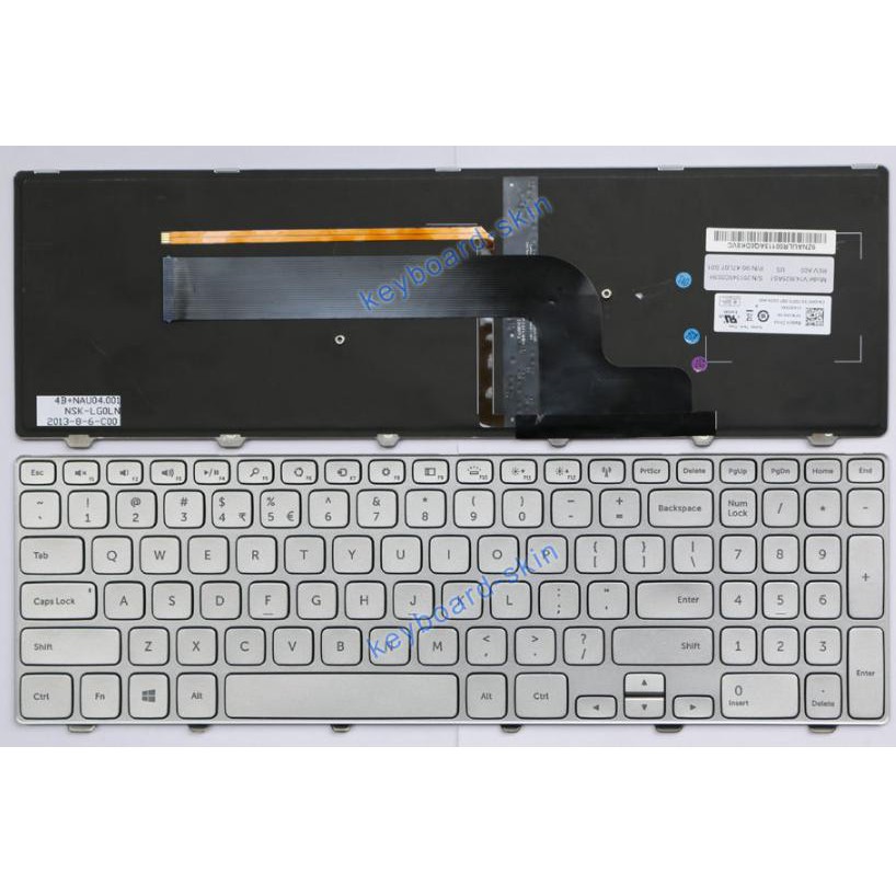 Bàn phím laptop Dell Inspiron 15-7000 15-7537 15 7000 7537 P36F KK7X9 0KK7X9 CN-0KK7X9 có đèn led