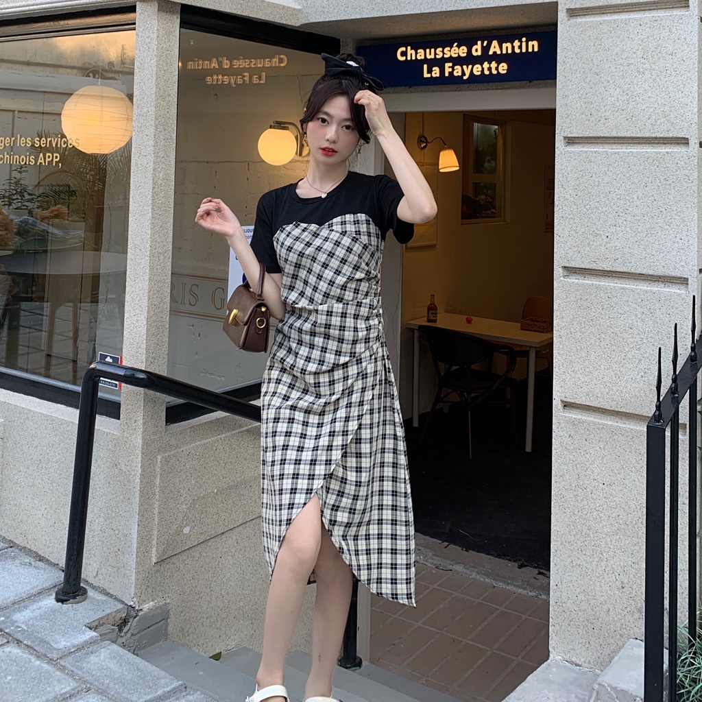 Đầm dài Perty họa tiết caro thời trang thanh lịch dành cho nữ