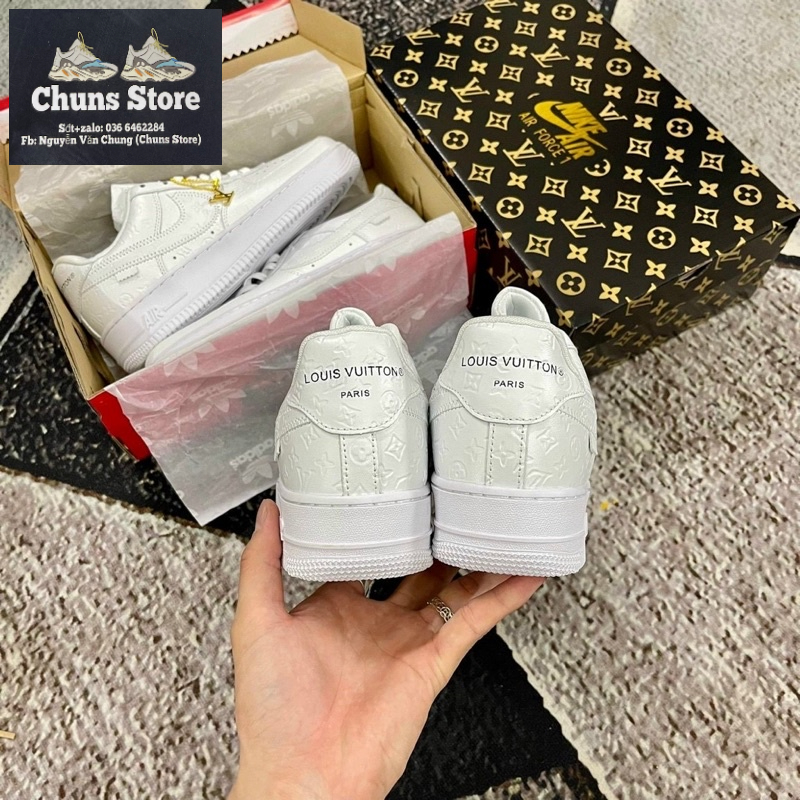 Giày AF1 louis vution trắng full, giày air force 1 LV trắng cao cấp mới