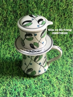 Phin pha cafe gốm sứ Bát Tràng vẽ hoa olive