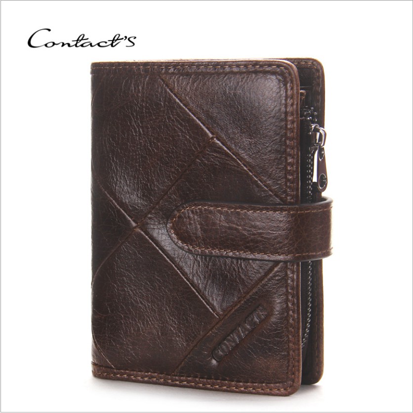 2019 Contact's Men Wallet KITM1224 - Bảo Hành 2 Năm - Bóp Ví Đứng Bỏ Túi Da Bò - Nam Nữ - Made in HongKong