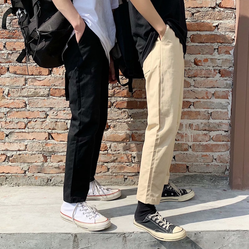 Plus Size 3 Color Men's straight simple Chino casual ankle pants Korean Style slacks for men Pure Cotton Loose Tr