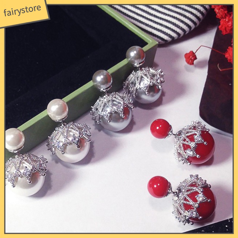 Khuyên Tai Phối Ngọc Trai Giả Xinh Xắn Cổ Điển Cho Nữ