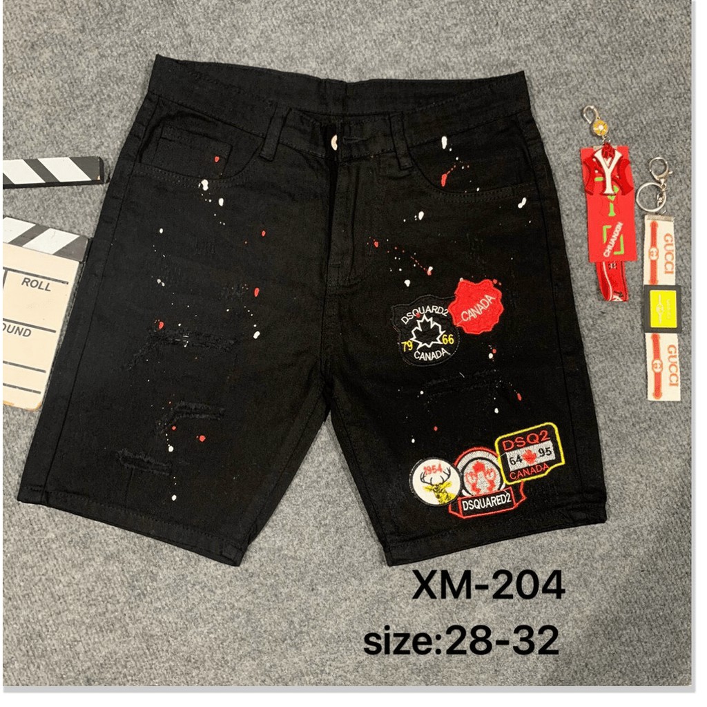 Quần short Jean Nam trẻ trung năng động thêu họa tiết HP