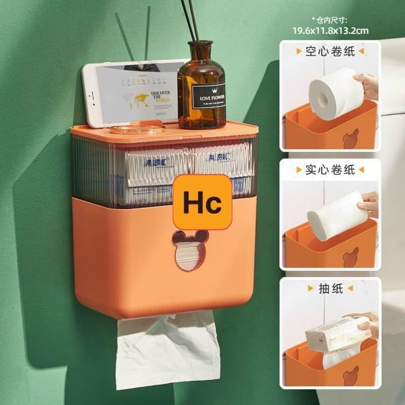 Hộp đựng giấy vệ sinh mic ky dán tường 2 ngăn siêu tiện dụng