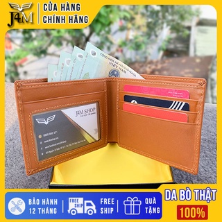 Ví nam da bò thật, ví da bò j4m khắc tên theo yêu cầu, phong cách lịch lãm, màu nâu NMN03 bảo hành 24 tháng