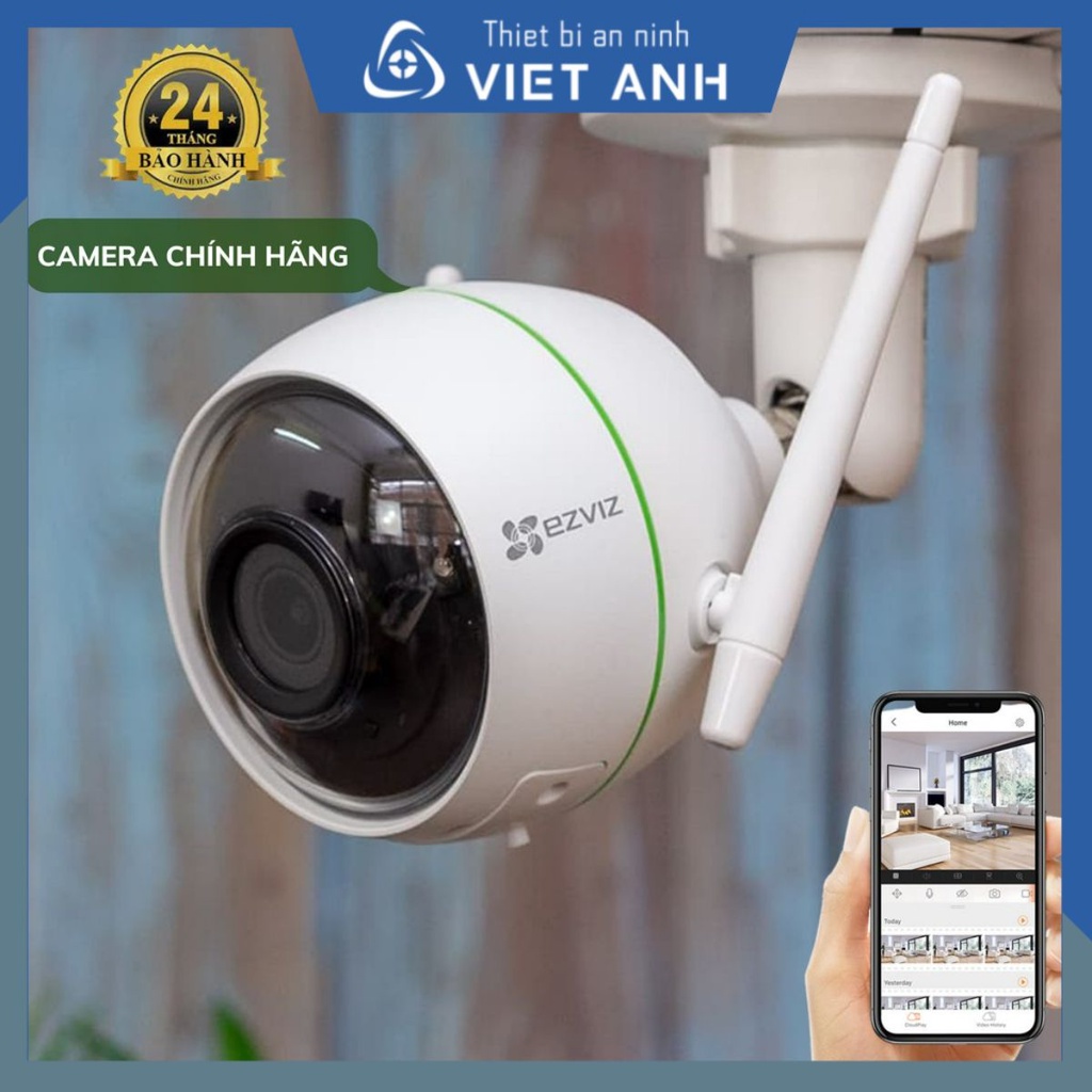 Camera Ezviz C3WN 1080P Full HD ngoài trời- Camera Wifi Không Dây - Siêu Nét- Hàng Chính Hãng