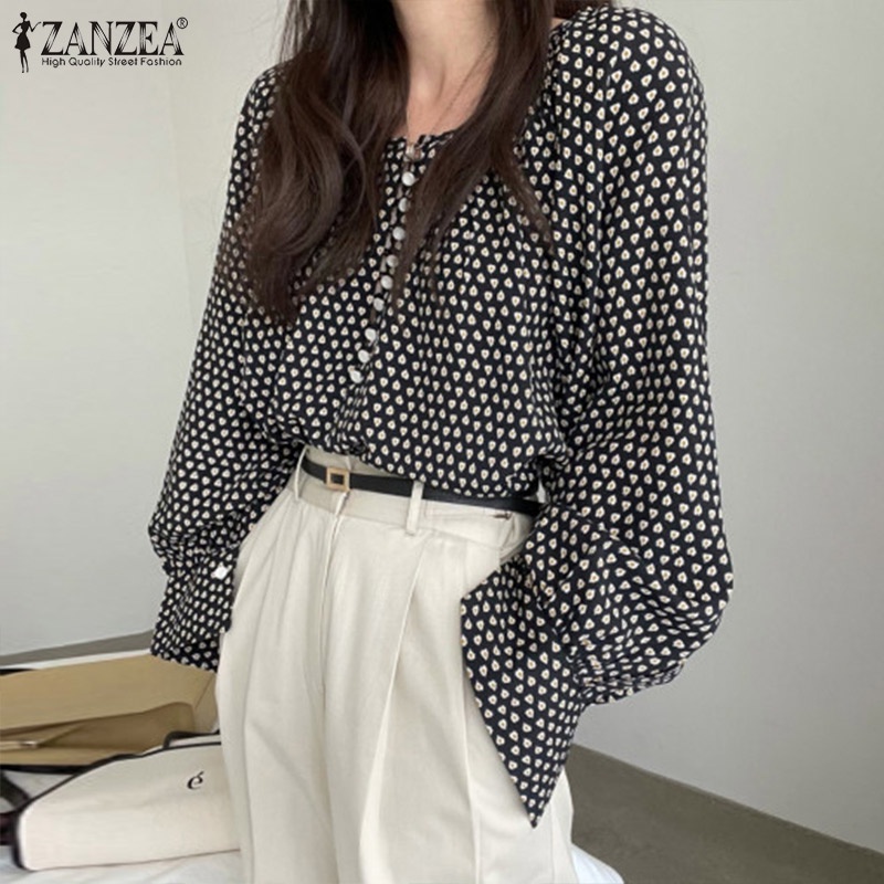 Áo Zanzea dài tay cài nút in họa tiết dành cho nữ