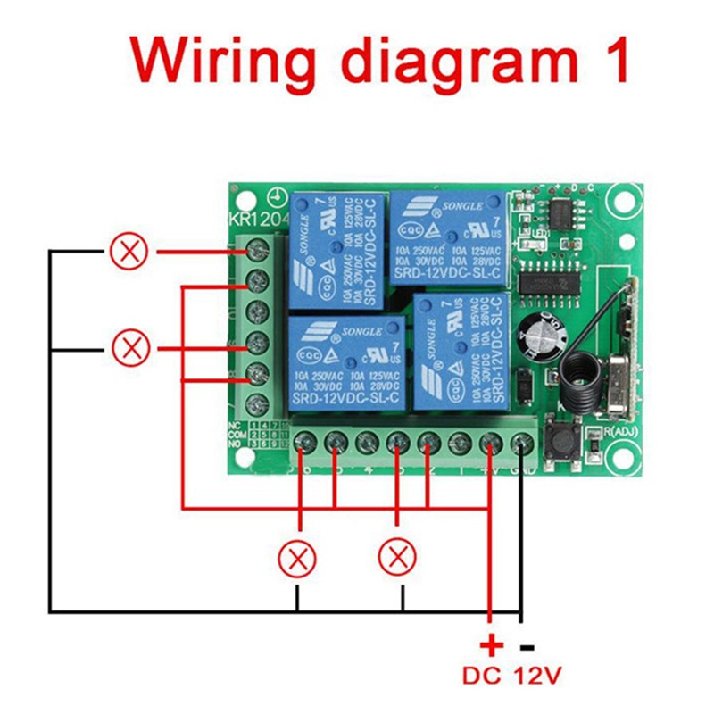 Mô Đun Công Tắc Đèn Điều Khiển Từ Xa Không Dây DC 12V 4CH 4CH RF + Bộ Phát Tín Hiệu Ga Ra /