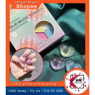 [TREND HOT 2021] Nhũ tráng gương dạ quang nén lên màu hiệu ứng cực đẹp cho bộ móng