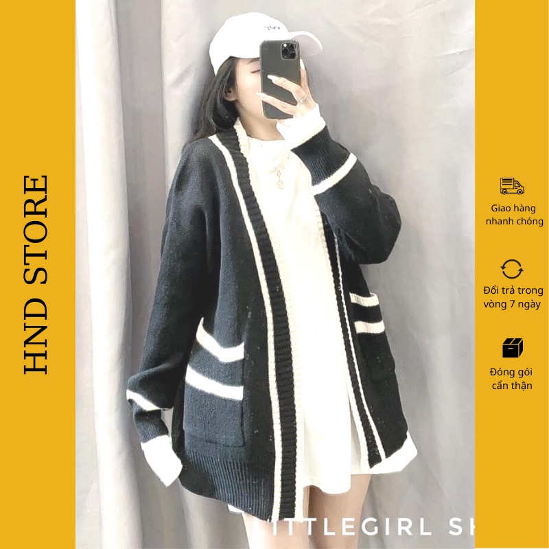Áo cardigan nữ áo khoác len nữ form rộng dài tay đẹp HNDCDG02