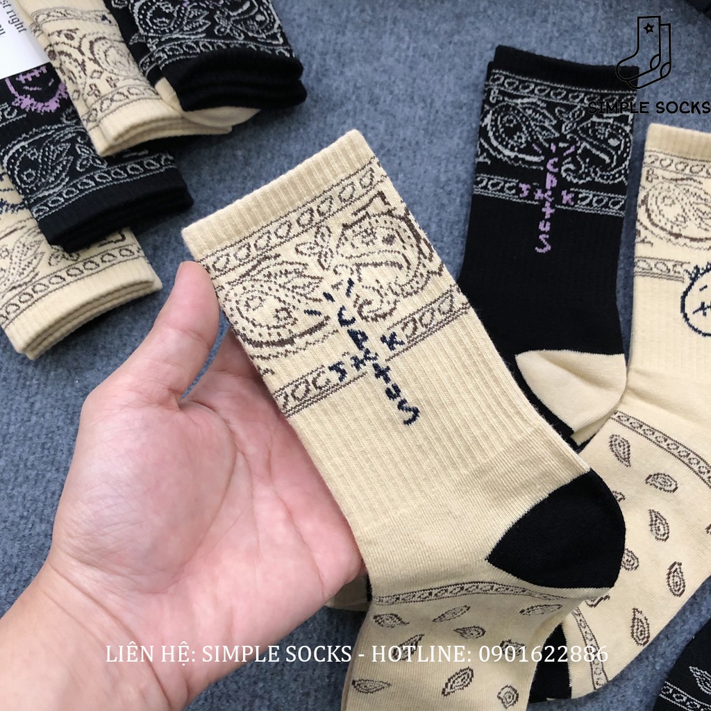Vớ Cổ Cao Travis Scott 🍅FREE SHIP🍅 Tất Nam Nữ Unisex Họa Tiết Bandana Bốn Màu - Vớ Nike Sb Dunk Jordan