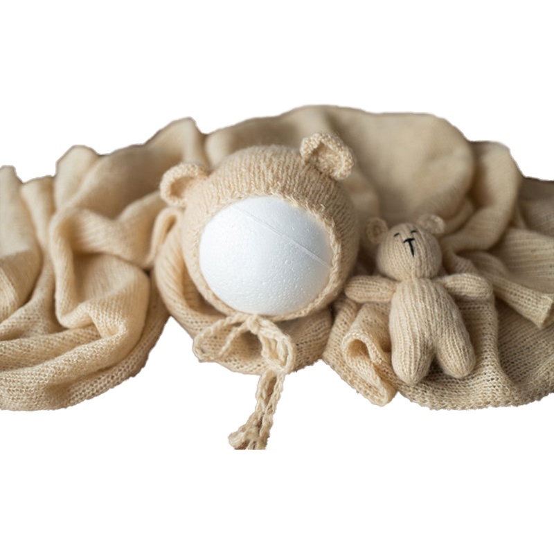 Set 3 Món Gồm Chăn + Nón Dệt + Chăn Quấn + Búp Bê Làm Phụ Kiện Chụp Ảnh