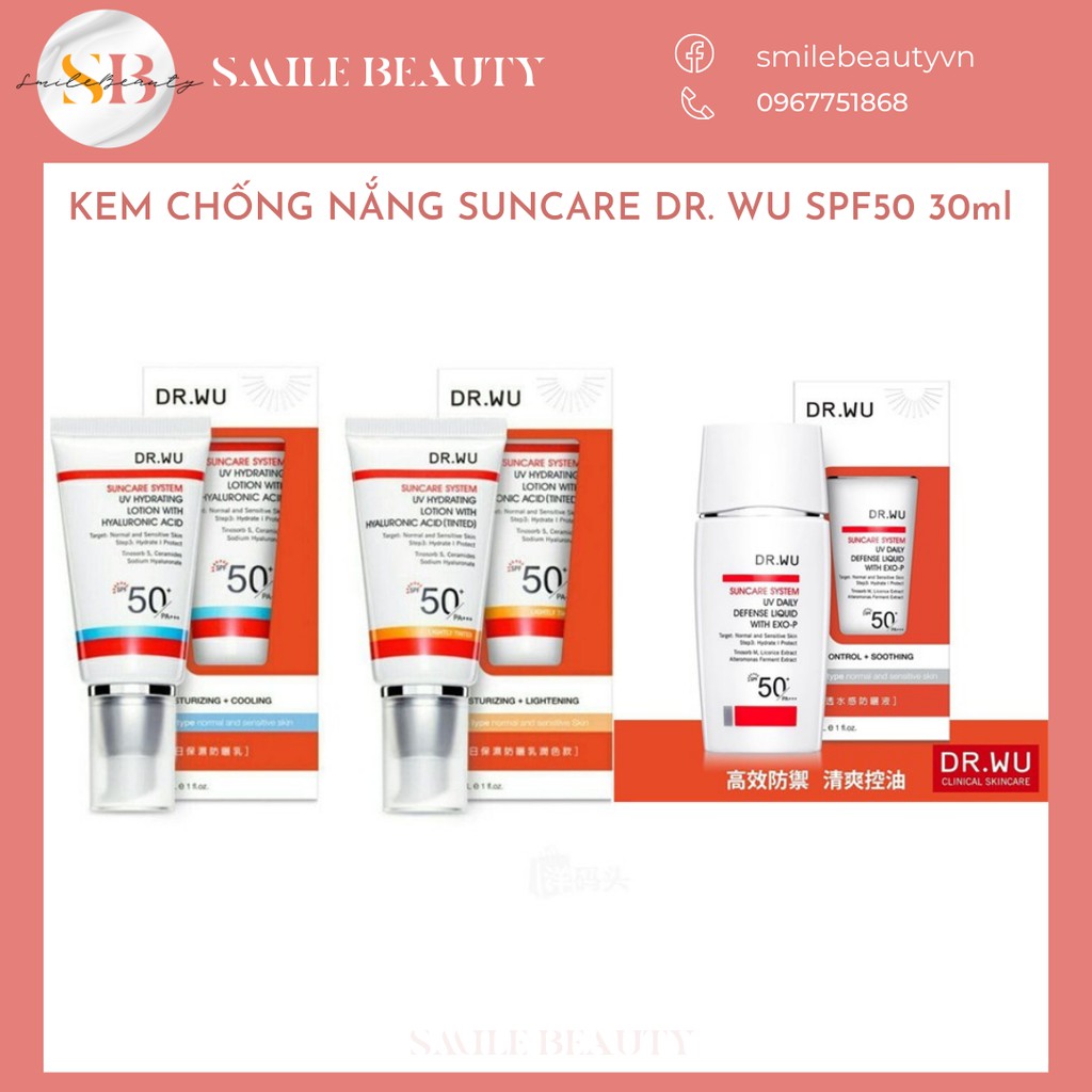 Kem chống nắng dr.wu spf 50 30ml.