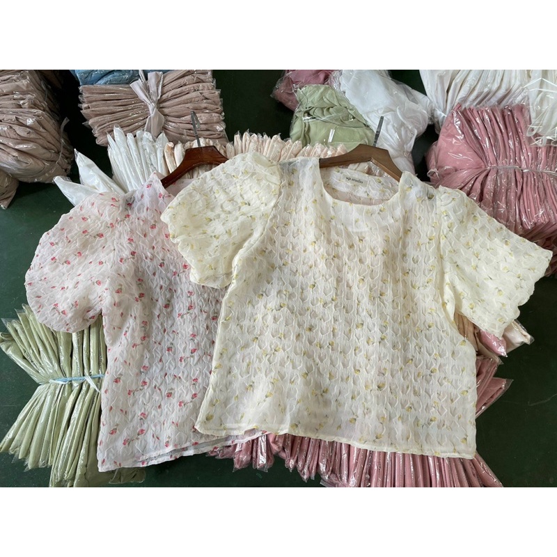 [Ảnh thật/Video] Áo hoa Chiffon Hoa Nhí Cổ Tròn Dịu Dàng Cho Nữ ÁO SƠ MI TRẺ TRUNG HÀNG QUẢNG CHÂU