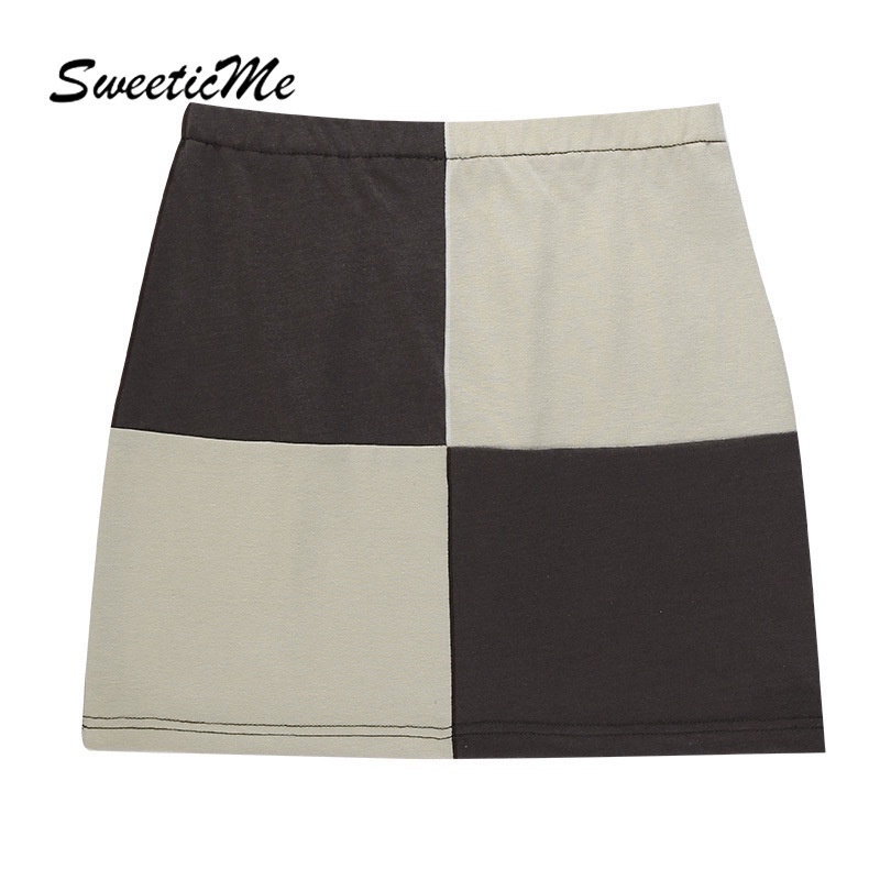 Chân Váy Sọc Ca Rô Màu Sắc Tương Phản Quyến Rũ Dành Cho Nữ 2021