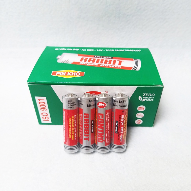 Pin Tiểu, Pin Con Thỏ Vỉ 4 viên 1.5V Chính Hãng 2 Size Nhỏ AAA Và Size Nhỡ AA