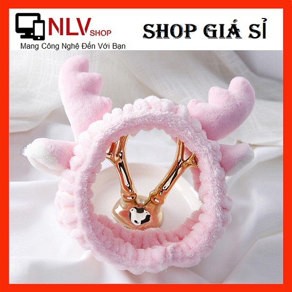 Băng Đô 3D Tuần Lộc Cao Cấp Dày Mềm Mịn (Màu Hồng)