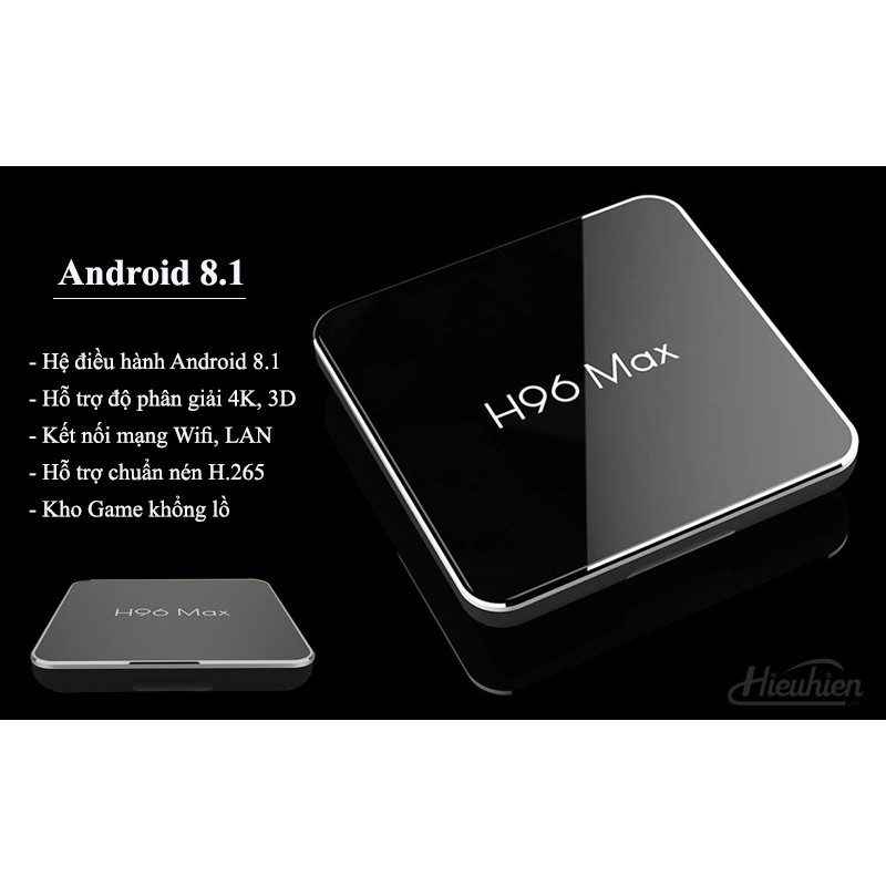 Android tivi box H96 MAX X2 pro Android TV 8.1 Chip S905X2 RAM 4GB bluetooth cài sẵn ứng dụng xem phim HD và truyền hình