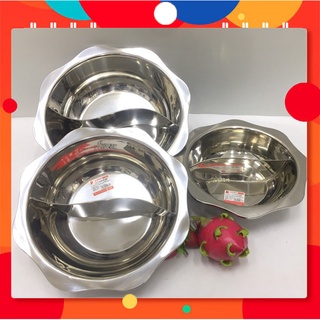 Nồi lẩu Hoa Mai 2 Ngăn Nấu Bếp Từ Sang Trọng Inox Cao Cấp.